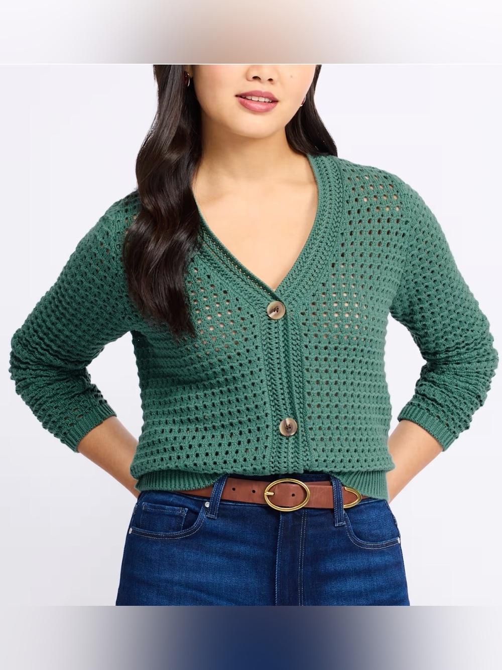 Market & Spruce Jackie Vneck Crochet Cardigan Green 3X NWT STITCH FIX